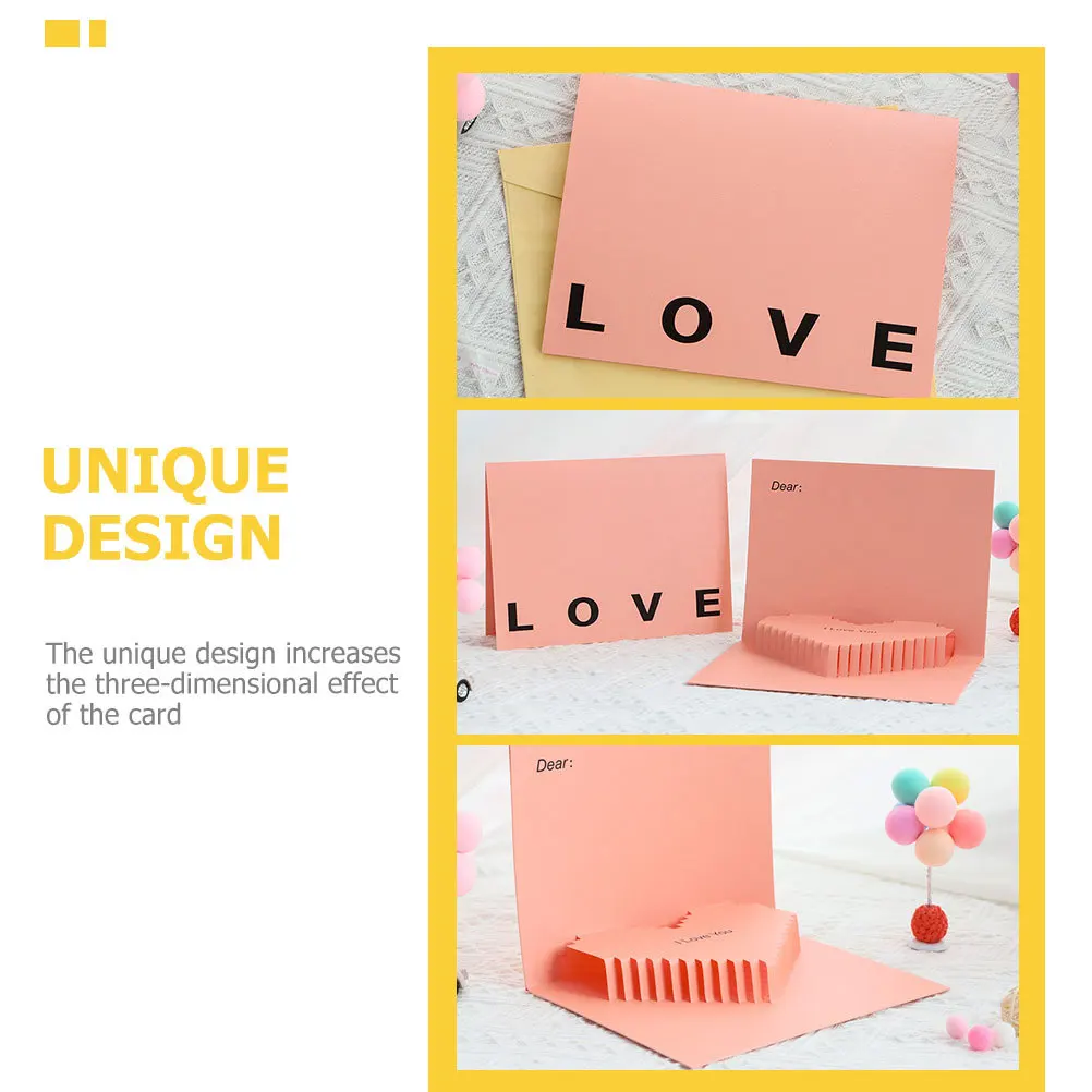 

2Pcs 3D Heart Greeting Cards Valentine's Day Gift Card Set Exquisite Craftsmanship Unique Design for Boyfriend Girlfriend Party
