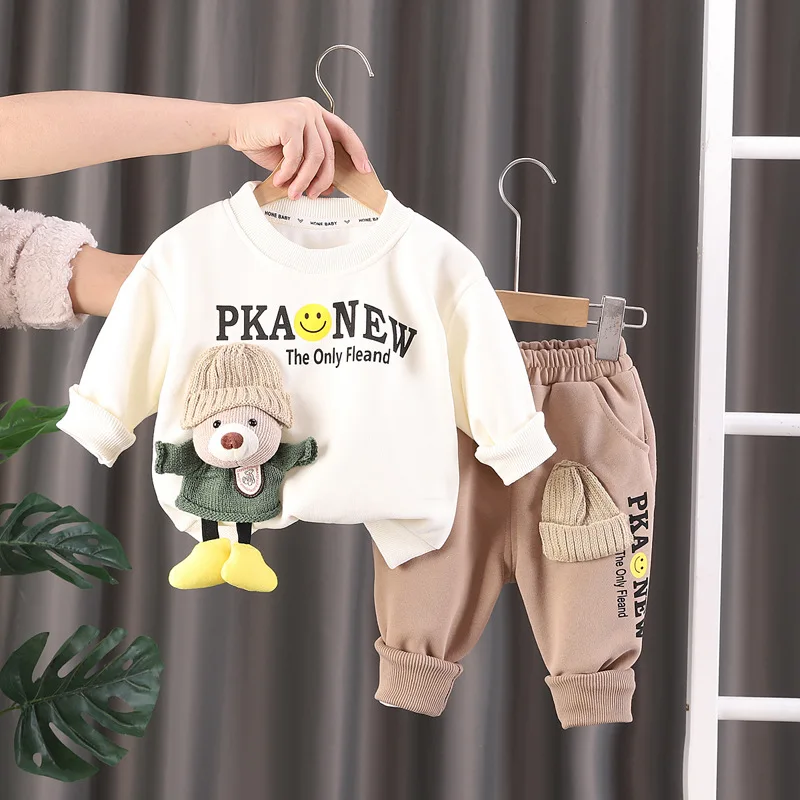 

2024 Spring New Baby Boy Clothes Free Shipping Casual Cartoon Long Sleeve T-shirts and Pants Two Piece Set for Kids Girl Outfit