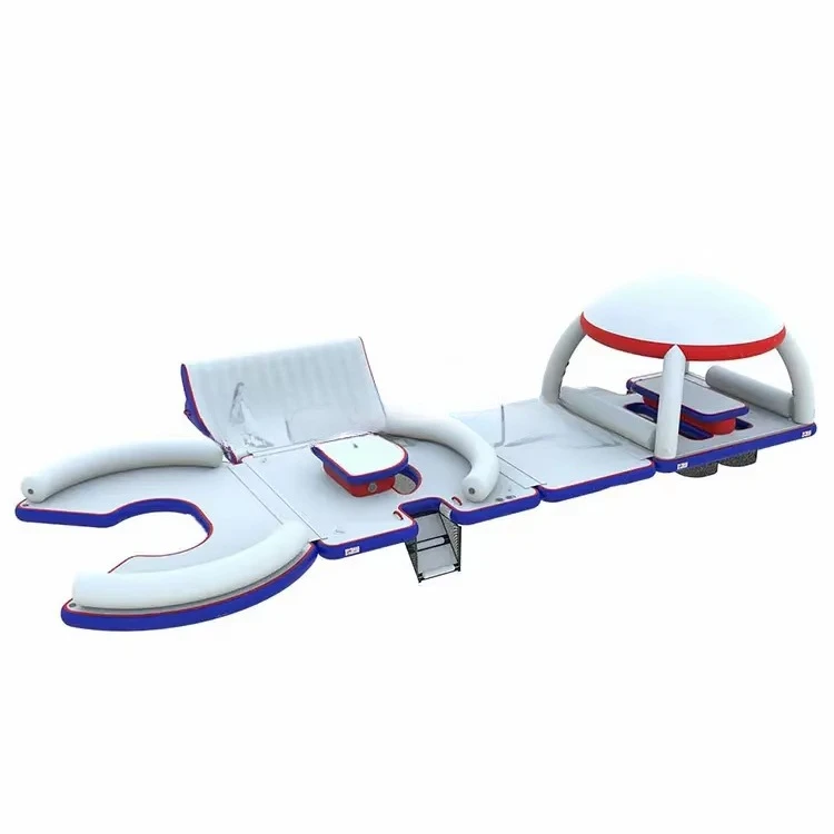 Newly designed high-quality inflatable floating dock relaxing place island with tent