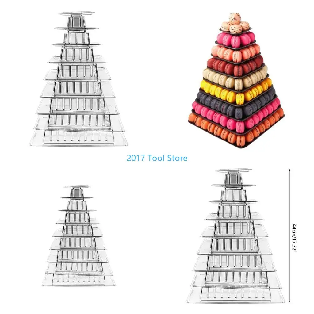 

K92A Acrylic Macaron Display Rack Square Cupcake Stand 9-Tier Cupcake Tower for Baby Shower, Birthday Party, Wedding Decor
