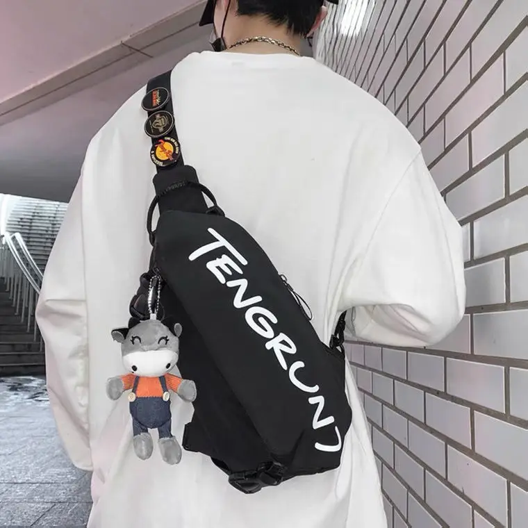 Trendy Nylon Crossbody Bags for Men Sport Chest Bag Casual Fashion Man Messenger Bag Female Shoulder Bag All-Match Male Tote Bag