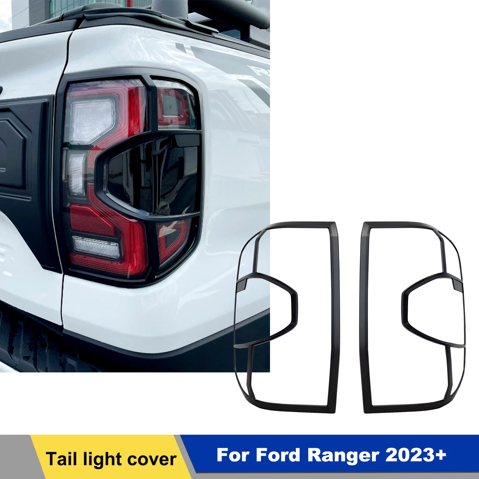 Matte Black Car Tail light Surround Cover Trims fit for Ford Ranger T9 2023 2024 Wildtrak Sport Rear Lamp Hoods Strip Exterior