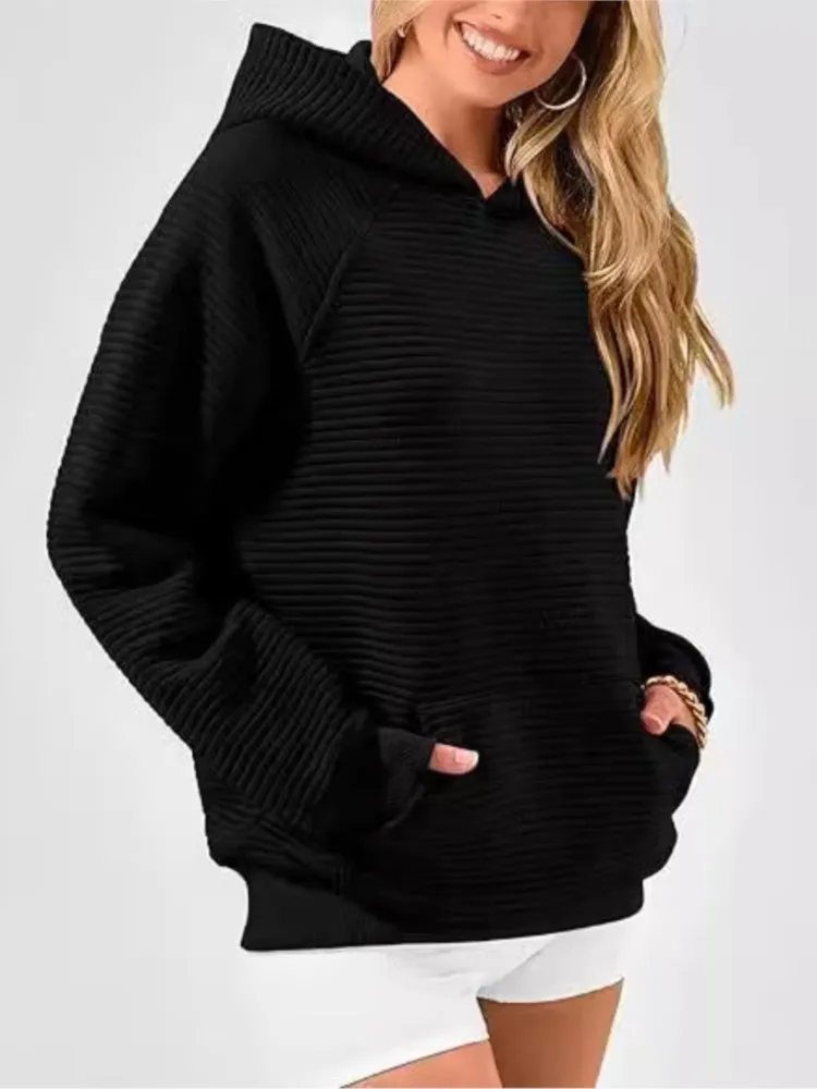 

Loose Hoodie Woman Clothing Hoodies Pulls Femmes Fall Clothe Solid Color Simple Style Hooded All-match Casual Commuting Homewear