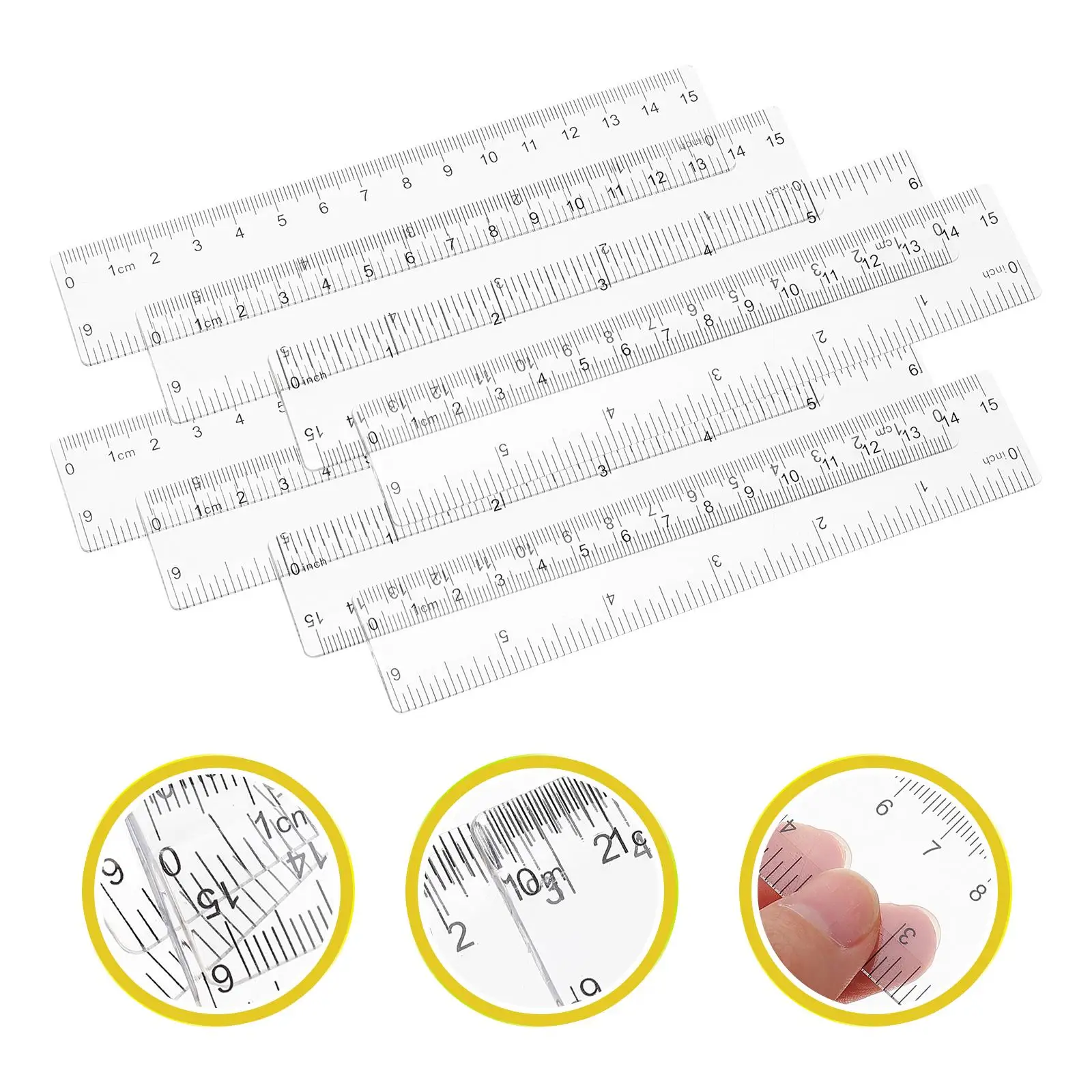 25pcs Transparent Plastic Rulers Clear Straight Metric System Smooth Edges Drawing Tools for Students Teachers