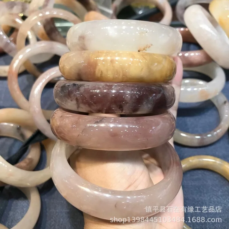 Xinjiang Golden Silk , Tri-Color Violet Jade Bracelet, Standard Model, Large Quantity Available for Live Streaming,