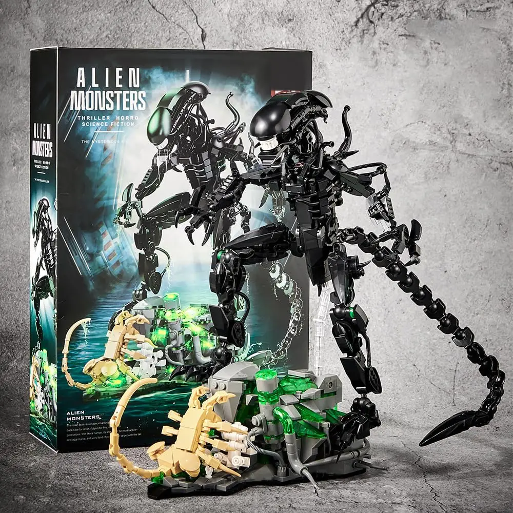 958PCS Alien Monsters Bouwstenen Set MOC Xenomorph Model Building Kit Creatieve Films Serie Speelgoed Cadeaus voor Volwassenen en Kinderen
