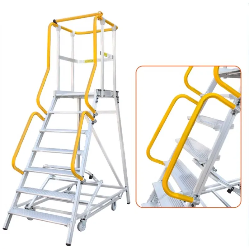 Aluminum alloy climbing platform ladder engineering ladder warehouse maintenance mobile truck scaffolding stairs