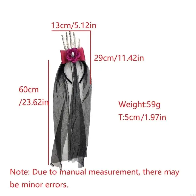 2025 Phong cách gothic mới có thể điều chỉnh bộ tóc Halloween với bộ xương thiết kế lưới băng đô phụ kiện cho phụ nữ nam giới