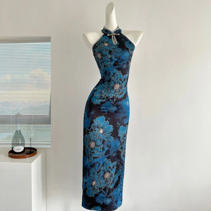 Jacquard Satin Cheongsam Schlitz Kleid Neue Chinesische Stil Retro Elegante Kleid frauen Qipao Kleid Weibliche