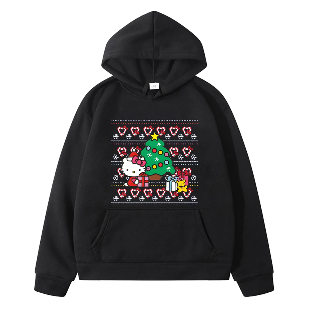 Christmas Cartoon hoodie Fleece sweatshirt pullover jacket y2k sudadera hello kitty print Autumn anime hoodies kids clothes girl