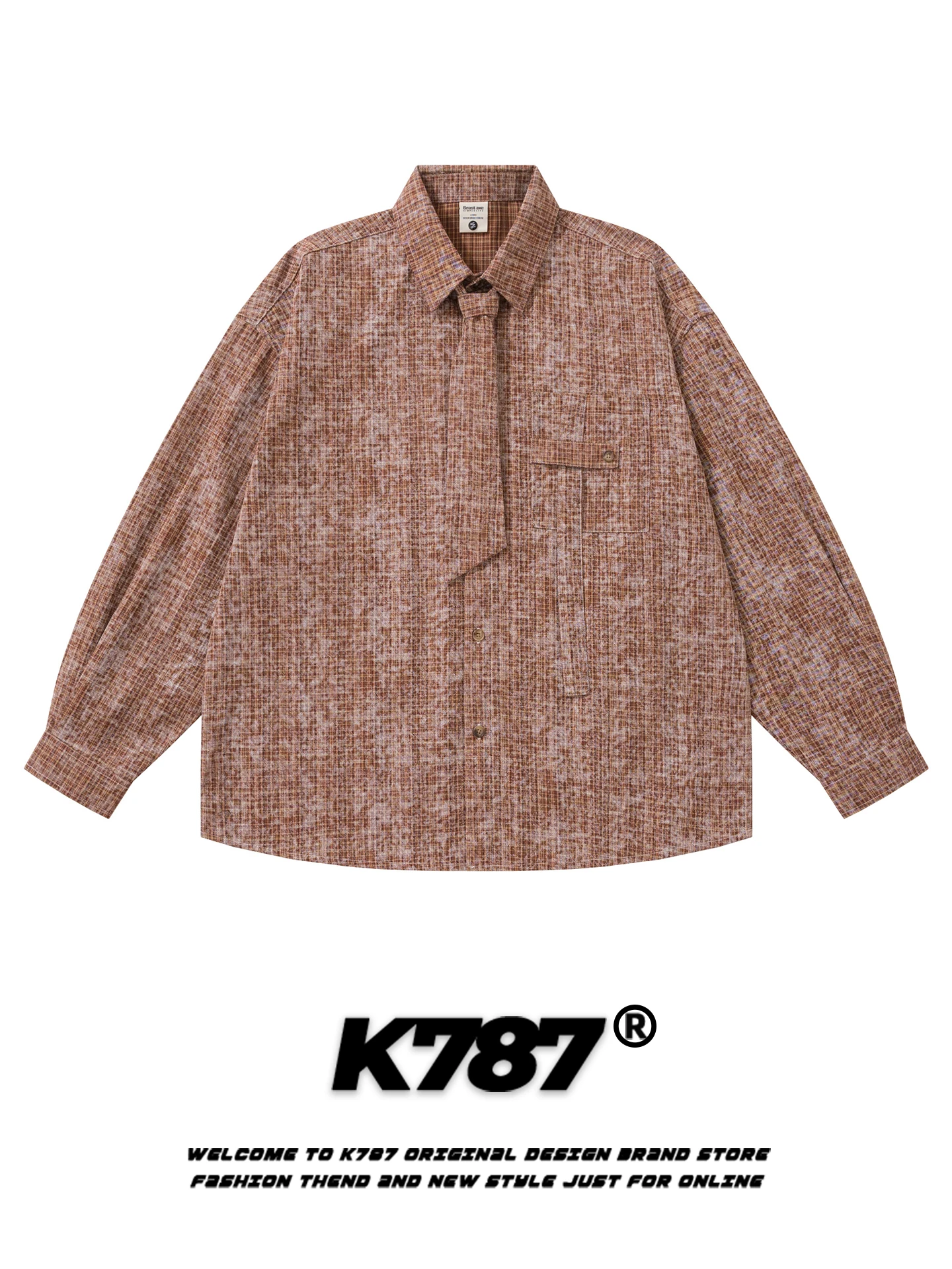 

K787 American Retro Red Plaid Long Sve irt ex Loose Casual Sle Spring Autumn Cotton Classic Collar Open Cardigan