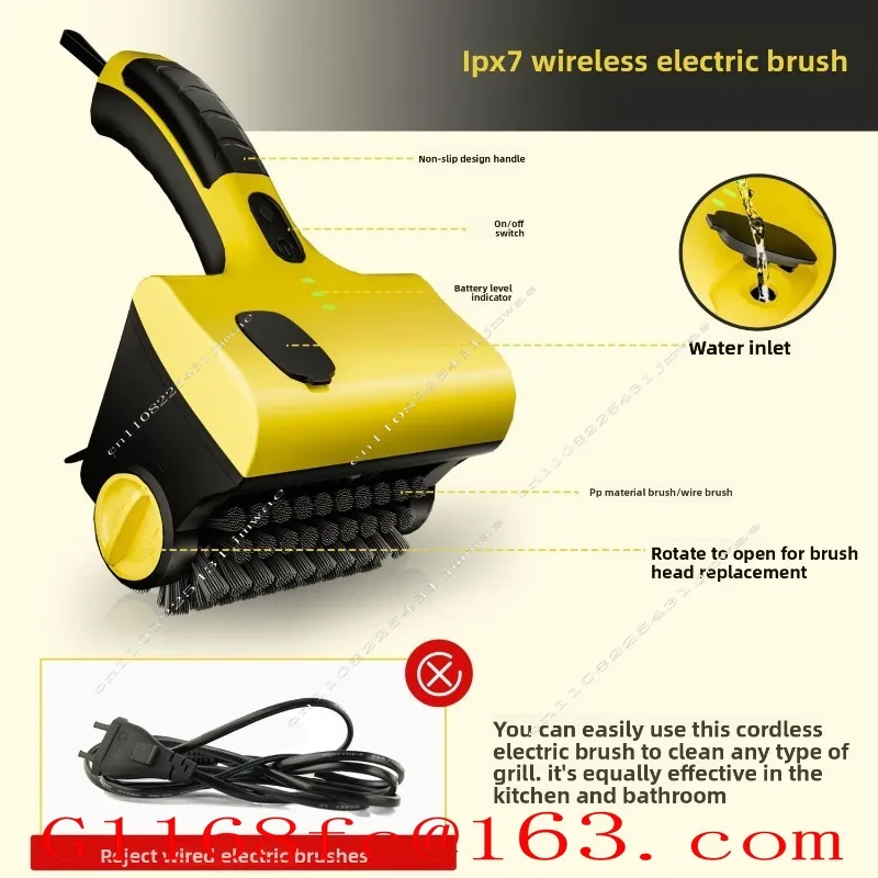 Multifunctional Replaceable Brush Head Wireless Electric Barbecue Grill Cleaning Brush Artifact