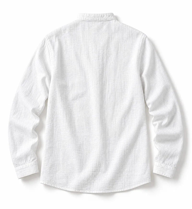 Herren Sommer Leinen Kurzarm Henley-Shirt mit Stehkragen, entspannte Passform, atmungsaktiv, leicht, lässiges Oberteil für den Alltag. – Detail 7