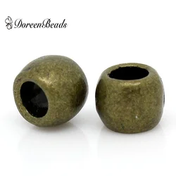 DoreenBeads Zinc Metal Alloy Spacer Beads Barrel Antique Bronze Color DIY Jewelry About 6mm x 5mm, Hole:Approx 2.9mm, 25 PCs