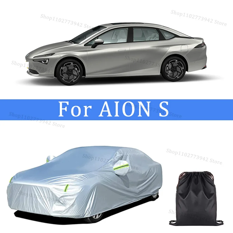 

Car Cover For AION S Full Exterior Black Silvery-Auto Cover Sunshade Dustproof Waterproof Reflective strips