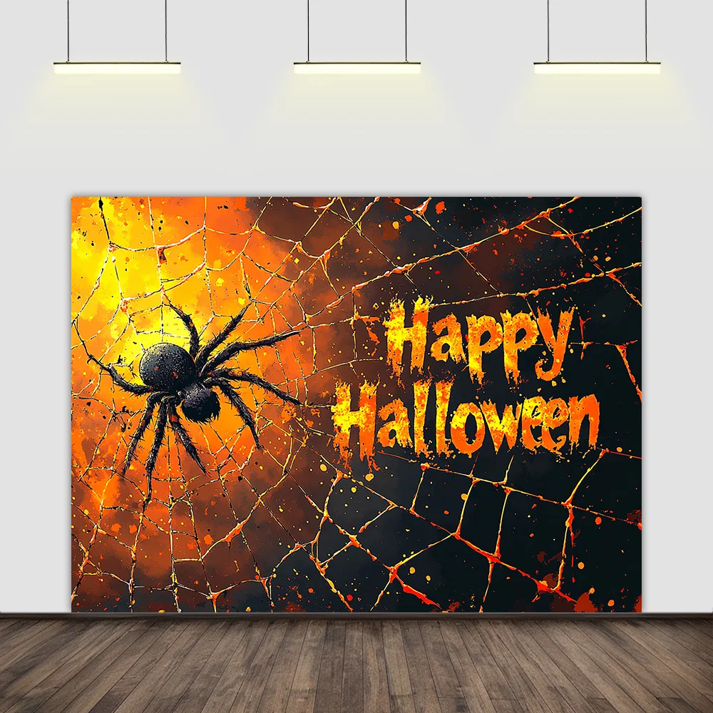 

spider Halloween background festival Theme animal black spider web horror room decoration background cloth