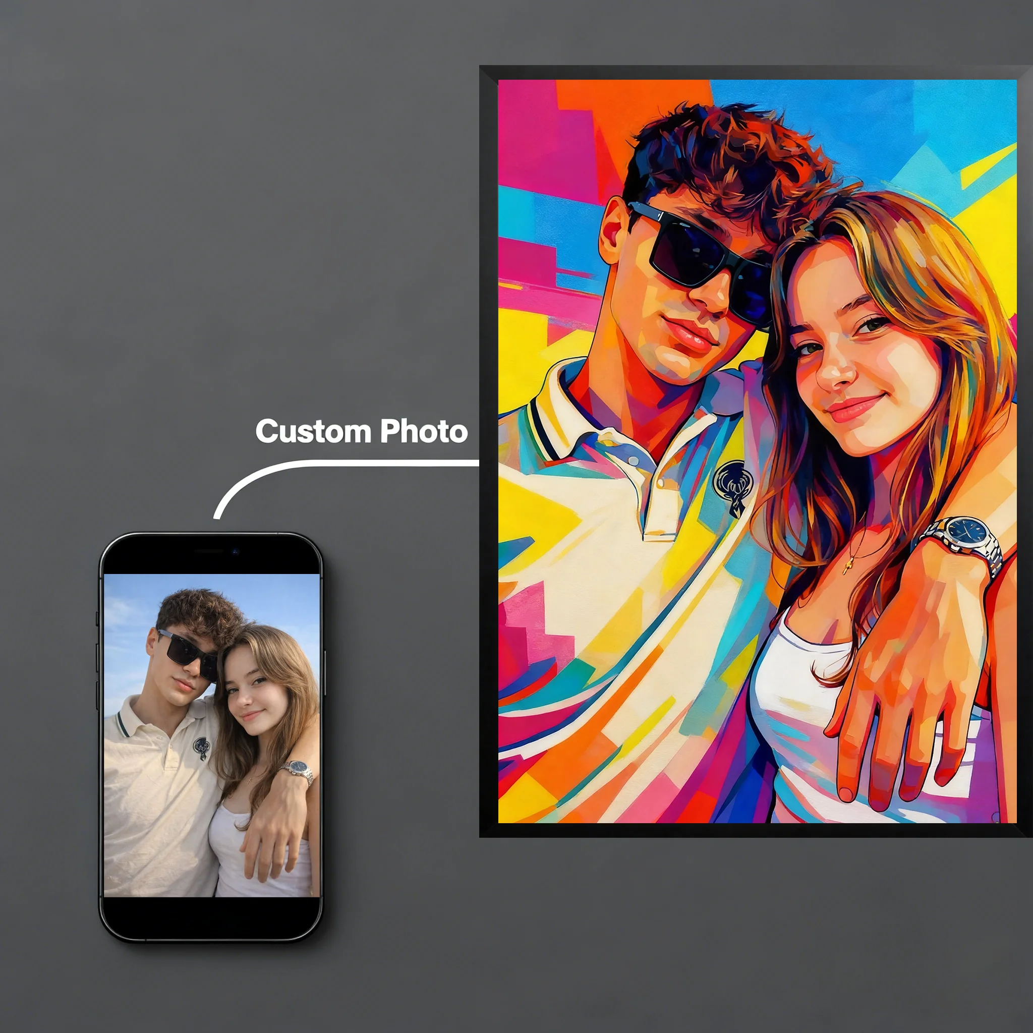 Customization Personalized Modern Pop Style Canvas Print Poster Portrait Couple Family Pet Wall Art Poster For Home Decor Gifts