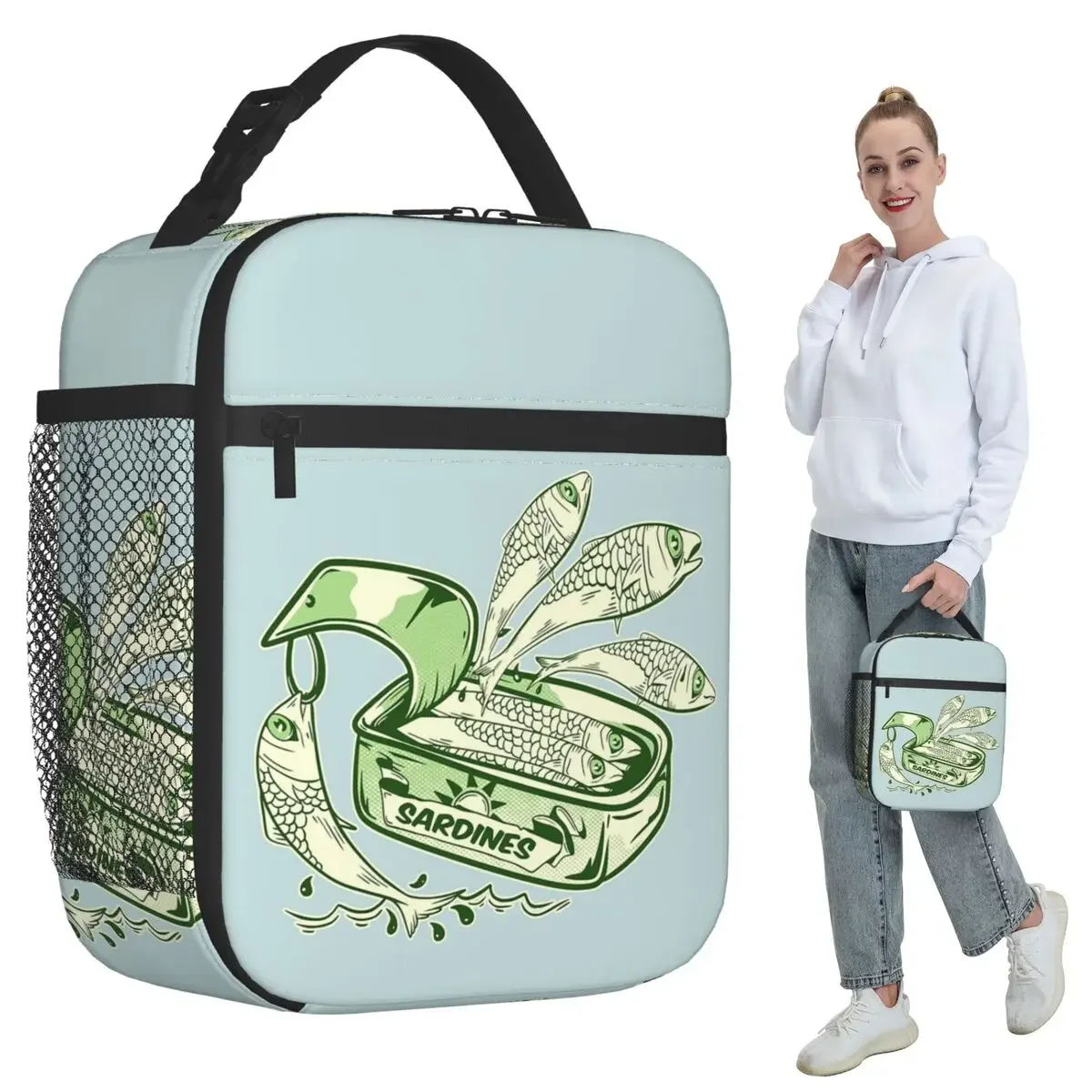 Open Sardine Can With Fish Insulated Lunch Bag for Kids School Cooler Thermal Food Box Tote Leakproof Lunch Boxes Container