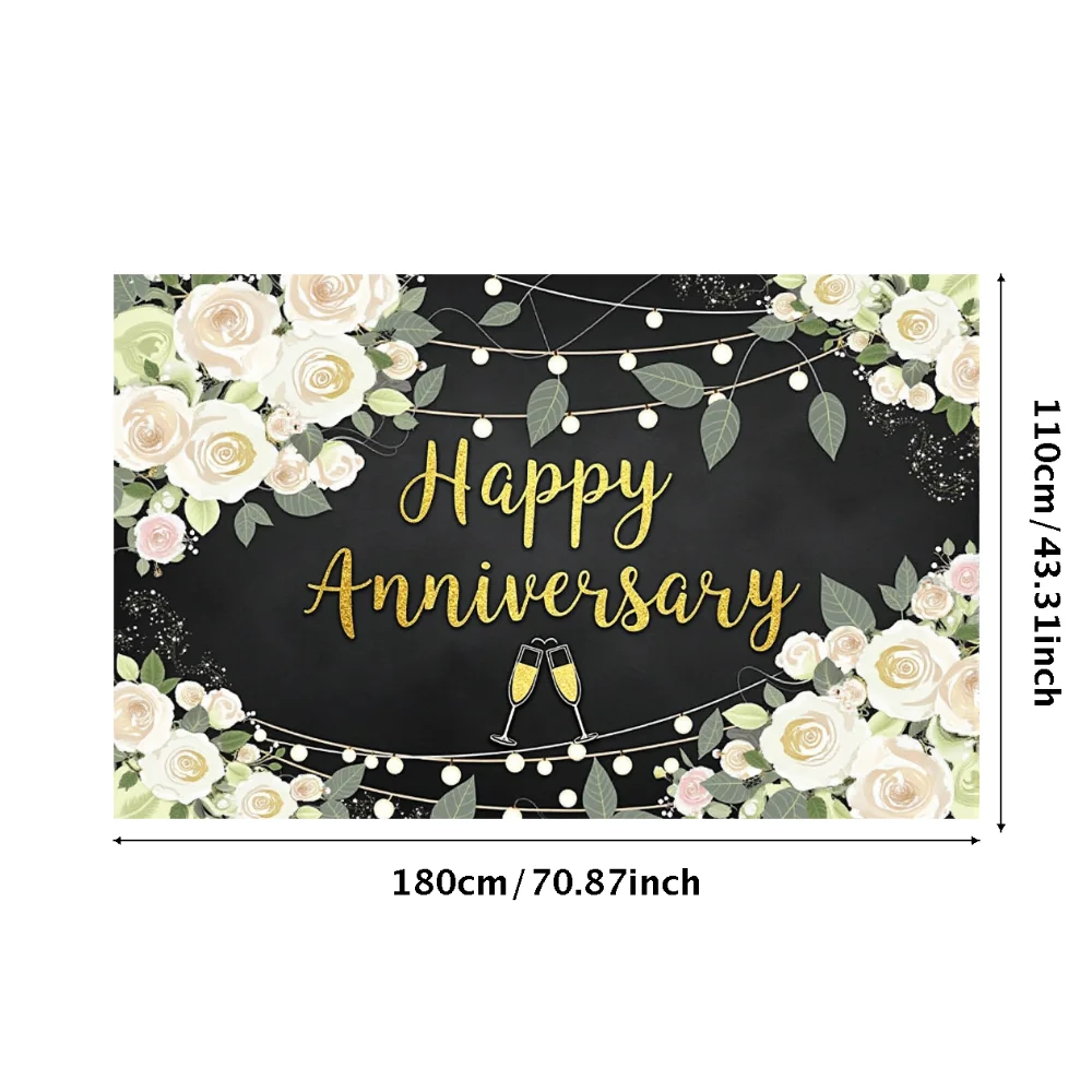 Happy Anniversary ฉากหลังงานแต่งงานครบรอบเจ้าสาวตกแต่งแบนเนอร์ภาพโพลีเอสเตอร์การถ่ายภาพพื้นหลัง