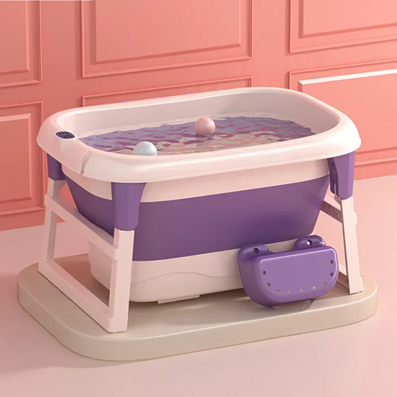 Bañera plegable para niños, bañera para bebés, medición de temperatura, natación, sentado tumbado para uso doméstico, aumenta la primera calidad