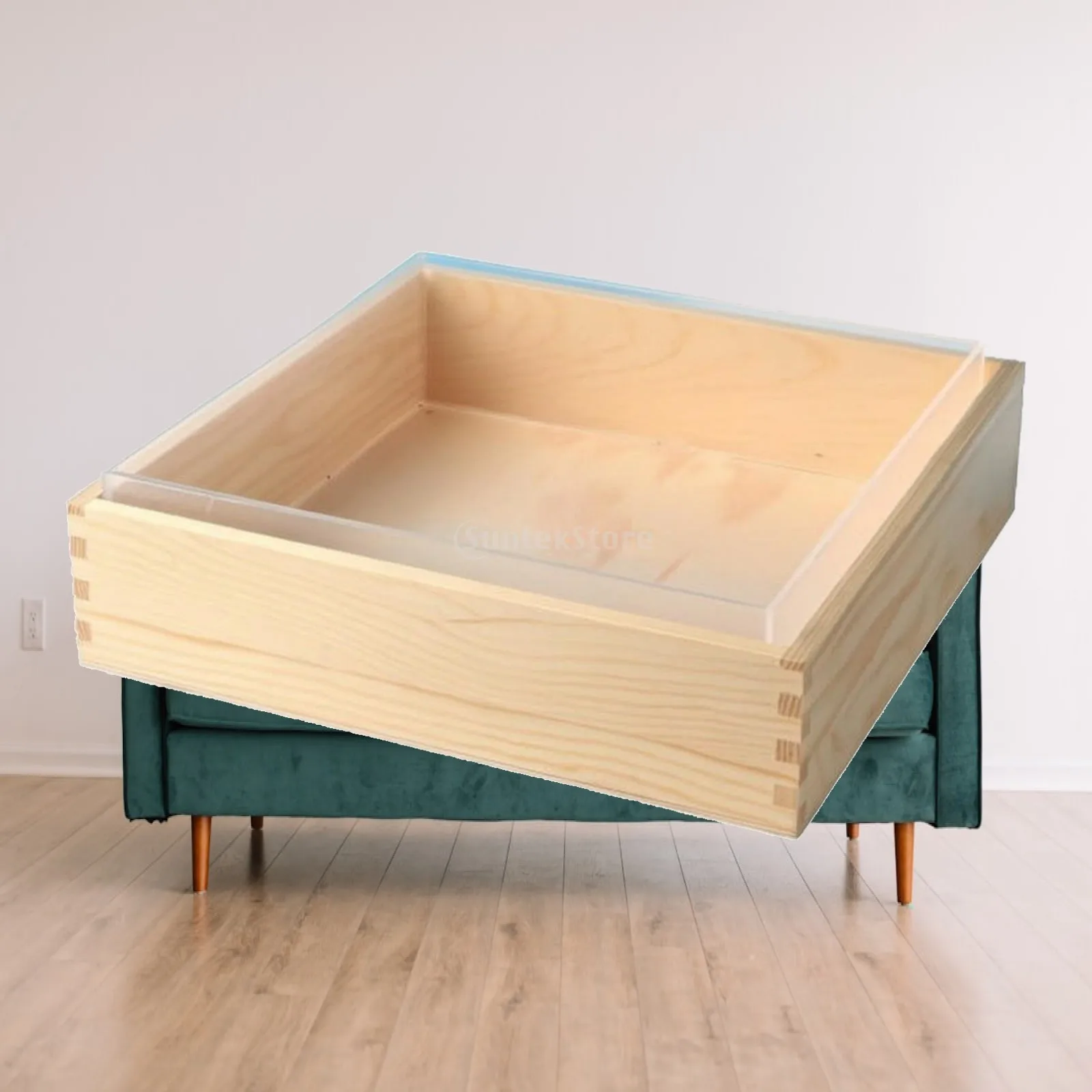 Wooden Sashimi Display Box with Insert Natural Wood Grain Serving Tray for Banquet Table Presentation