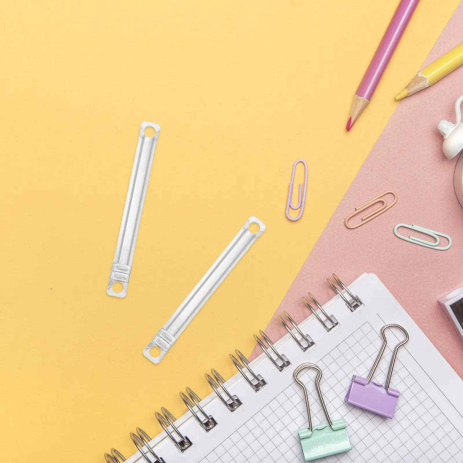 50Pcs 2 Hole Punch Prong Paper Fasteners Metal Binder Clips for Filing Documents Fast Secure Professional Workspace File Folder
