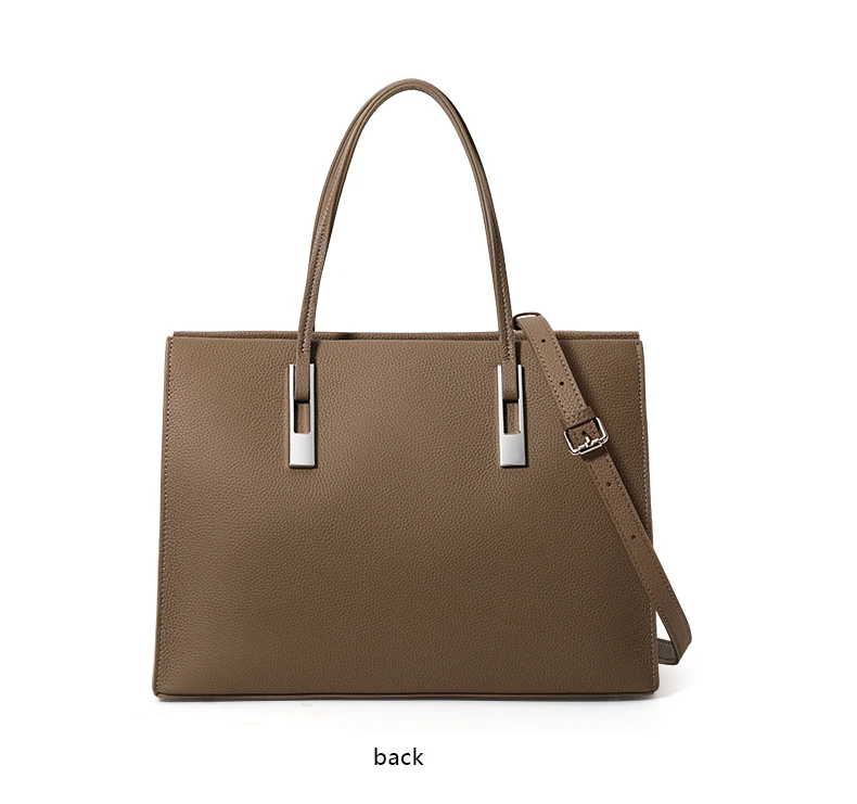 Multi-Pocket-Tasche aus Rindsleder mit großem Fassungsvermögen, minimalistische Damen-Umhängetasche mit Litschi-Textur für Büro, Arbeit, Reisen – Detail 11