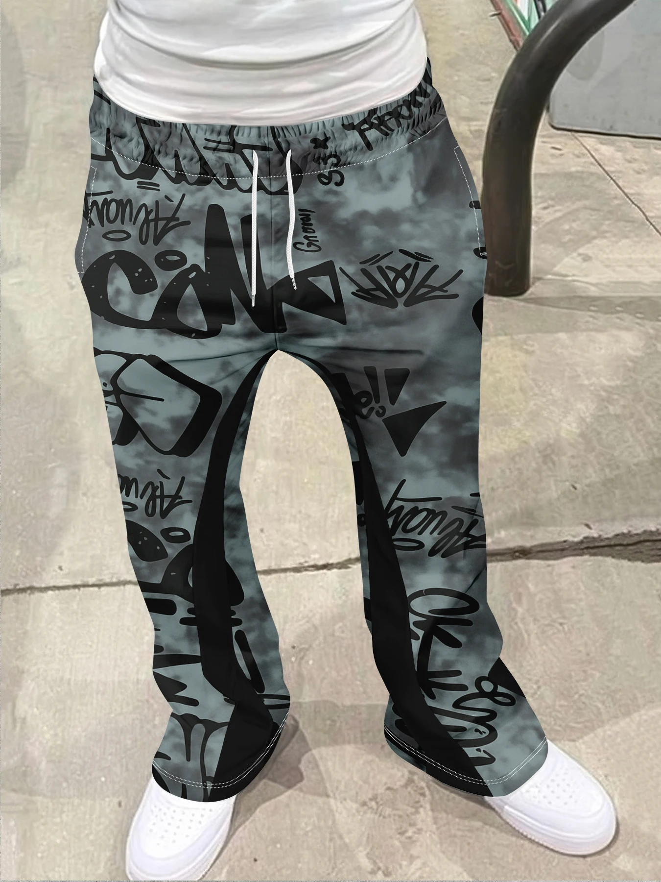 

Y2k Flared Pants Hip Hop Men Loose 3D Print Trousers Casual Sweatpants Mid Waist Sporty Female Streetwear Vintage Flared Pants