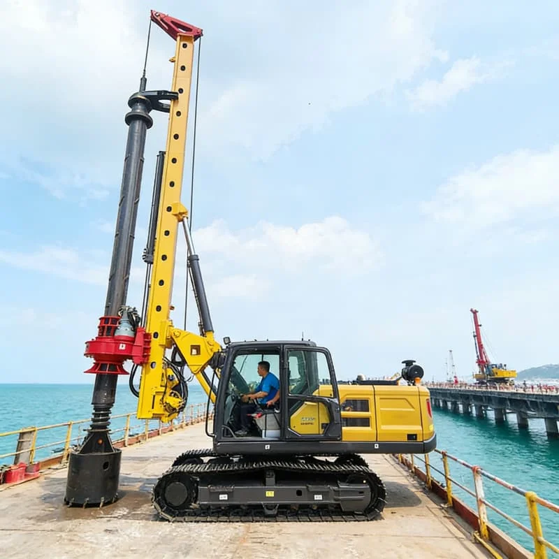 300M Rotary Highway Guardrail Post Hammer Hydraulic Road Fence Post Pile Driver Rotary Pile Drilling Rig Customized Sale