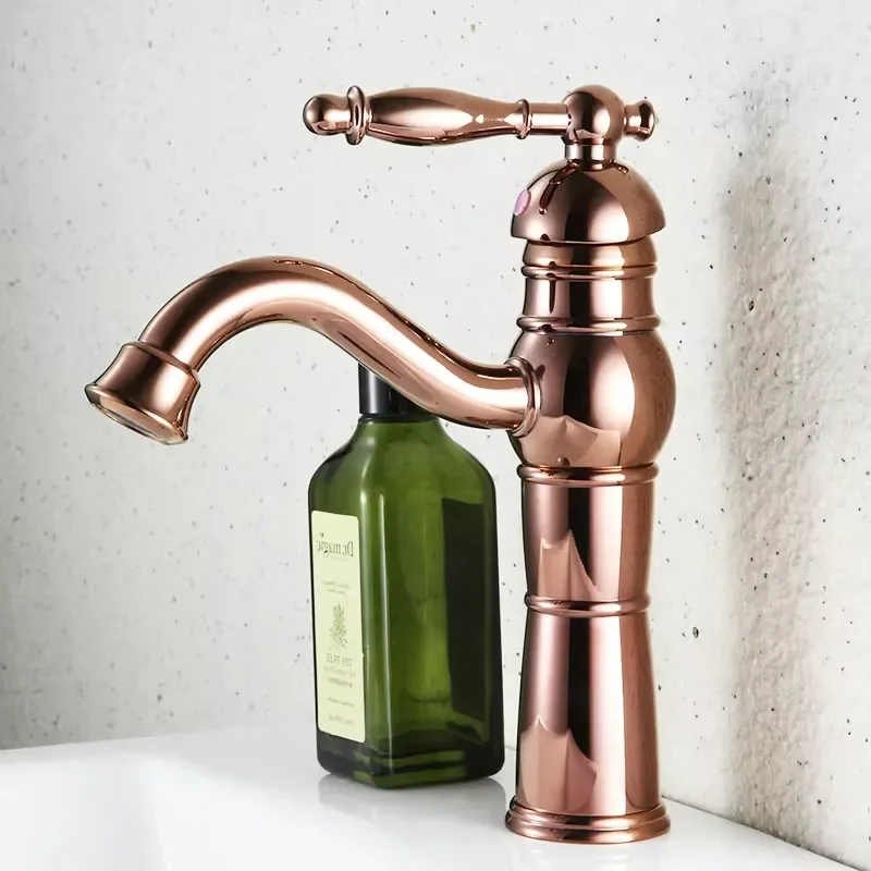 Picture 4: Brass Rose Gold Mixer Taps Bath Thermostatic Antique Basin Faucet for Bathroom