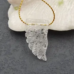 Beads for Jewelry Making Natural Stone White Quartz Carved Wing Pendant Bead 32x18x8mm 6g Fashion Jewelry Necklace Accessories