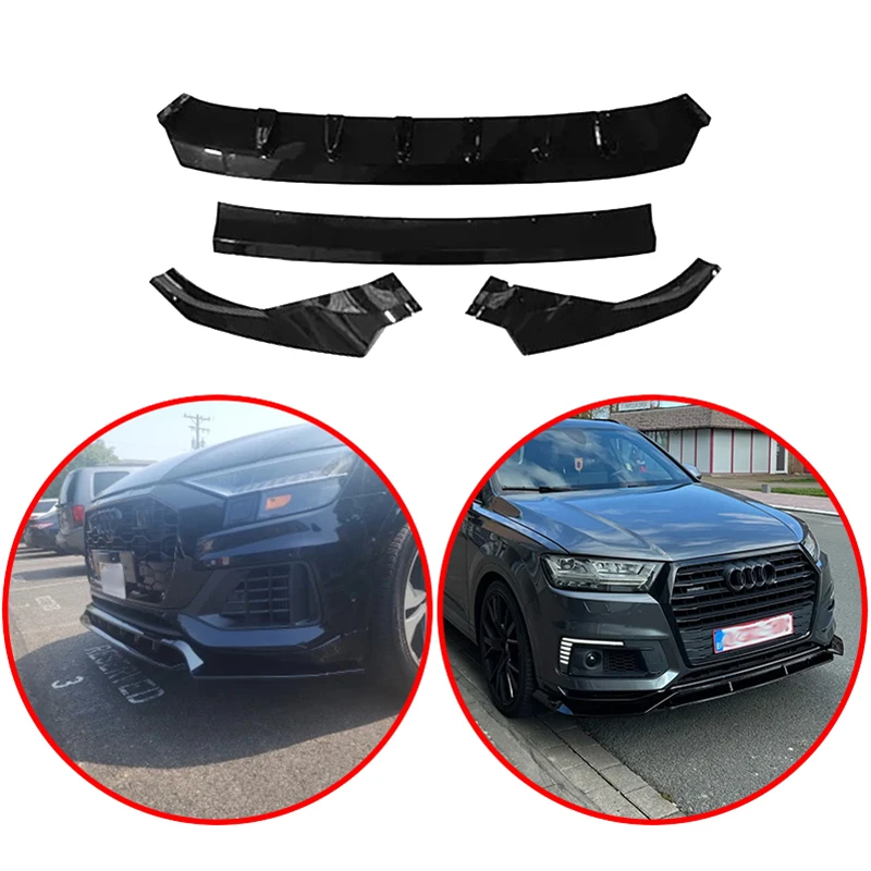 

For Audi Q8 2018 To Up 4Pcs High Quality ABS Car Front Bumper Lip Spoiler Protector Canards Lower Diffuser Body Kit Splitter