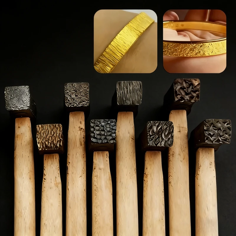 DIY Multi-Pattern Texture Hammer -  Square/Pit/Striped/Wave Tool for Gold Silver Ring Bracelet Crafting Tools