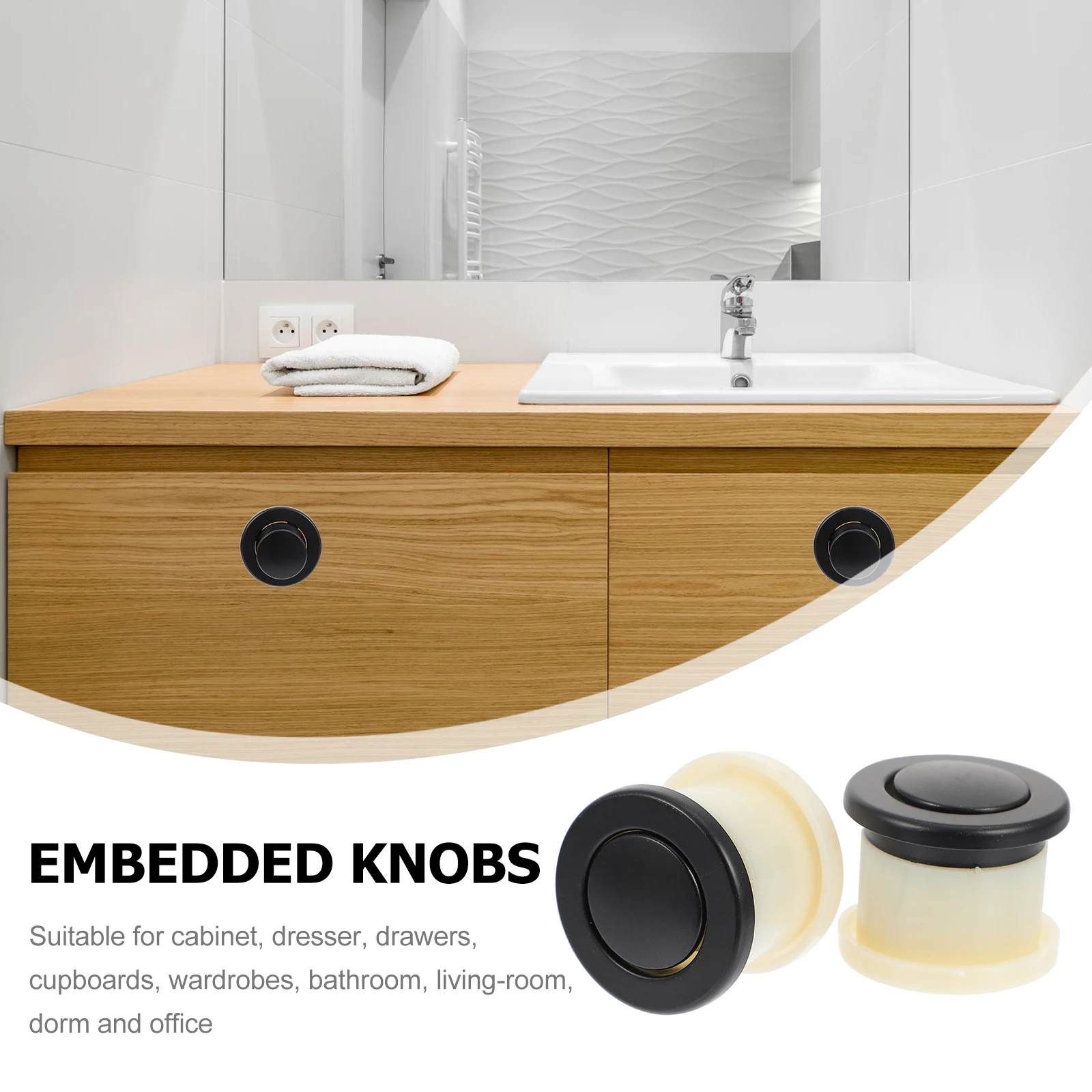 

2pcs Bouncing Handle Knobs Round Spring Retractable Hidden Pull Furniture Kitchen Cabinet Drawer Wardrobe Storage Hardware