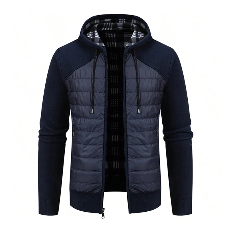 Big Size Men's Casual Full Zip Sweaters Knitted Cardigan with Pockets Windproof Autumn Winter Male Clothing