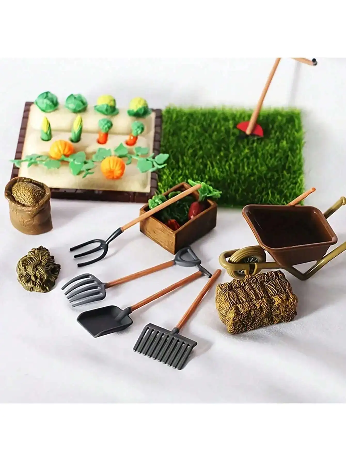 7 Ferramentas de Jardinagem em Miniatura, Ferramentas para Cenários de Plantio ao Ar Livre, Versão Miniatura da Experiência de Plantio de Vegetais e Frutas