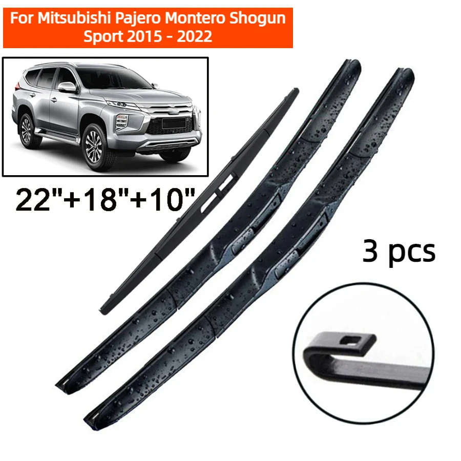 

ZHANGU Wiper Front & Rear Wiper Blades Set For Mitsubishi Pajero Montero Shogun Sport 15 - 22 Windshield Windscreen 22"+18"+10"