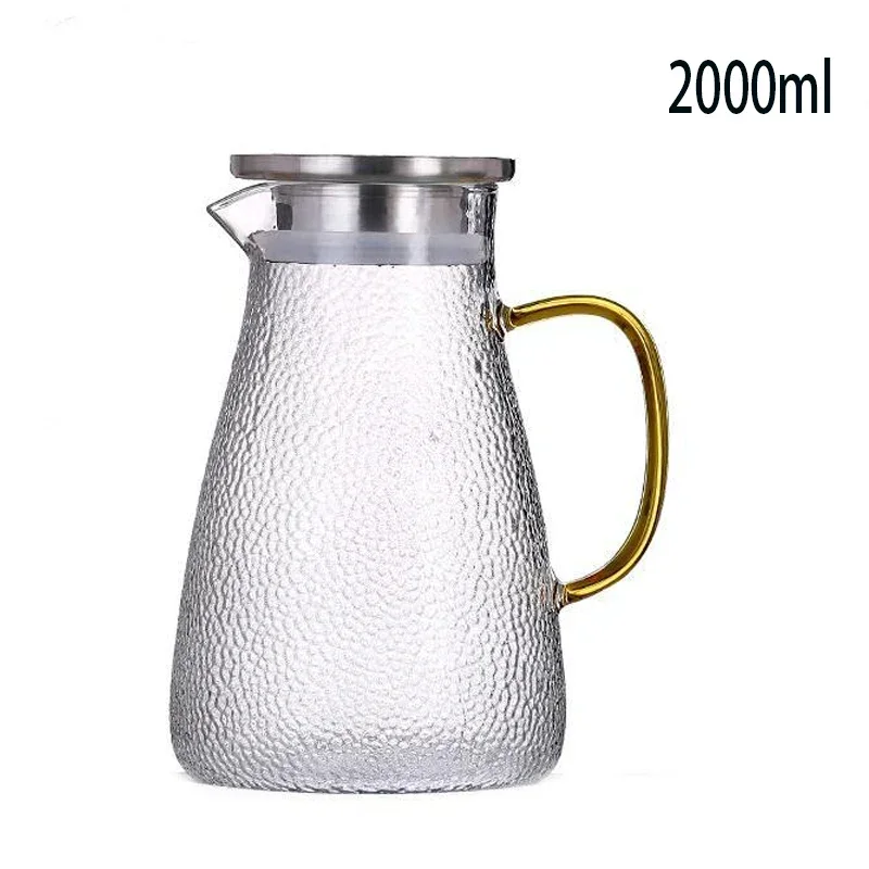 Household Large-capacity Glass Teapot with 304 Stainless Steel Lid Cold Water Juice Jug Explosion-proof Coffee Tea Kettle Set