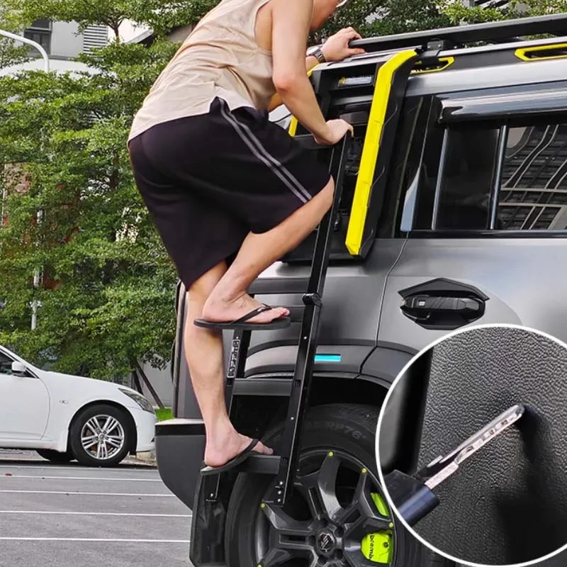 3PCS Car Exterior Accessories Telescopic Side Ladder Storage Box Roof Rack 2025 2026 T2