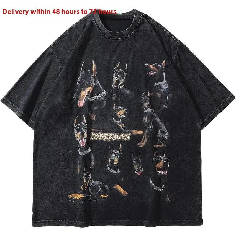 Aelfric Eden الرجال خمر المتضخم تي شيرت هزلي G طاقم الرقبة الكرتون طباعة عادية مريحة تي شيرت مجسم من الصين