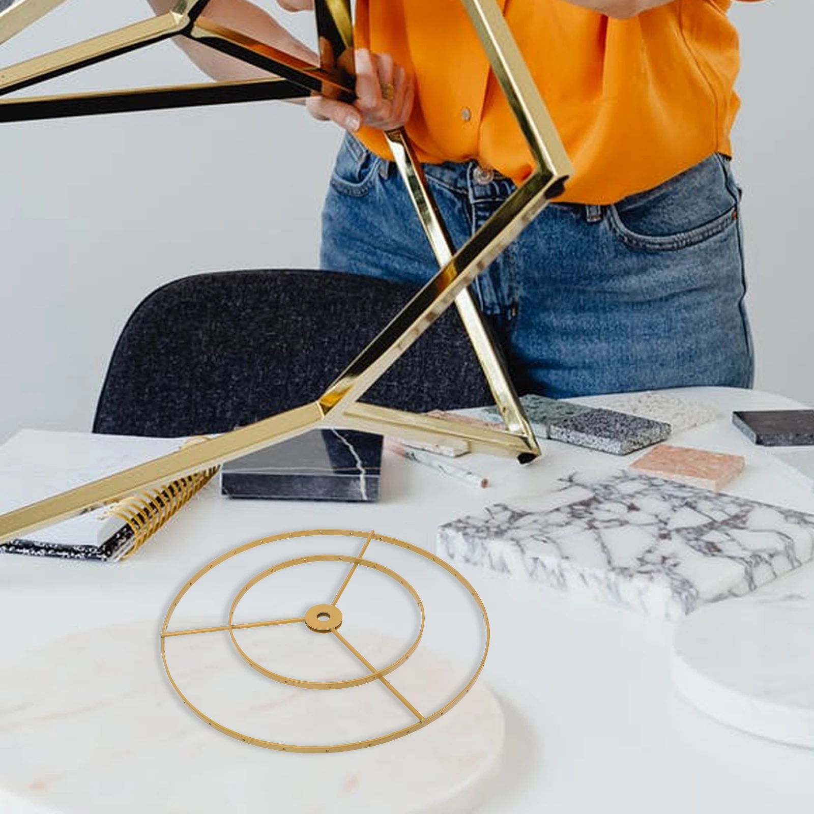 

Double Layer Ring Lampshade Bracket Premium Iron DIY Chandelier Frame for Home Living Room Bedroom Office Decorative Ceiling