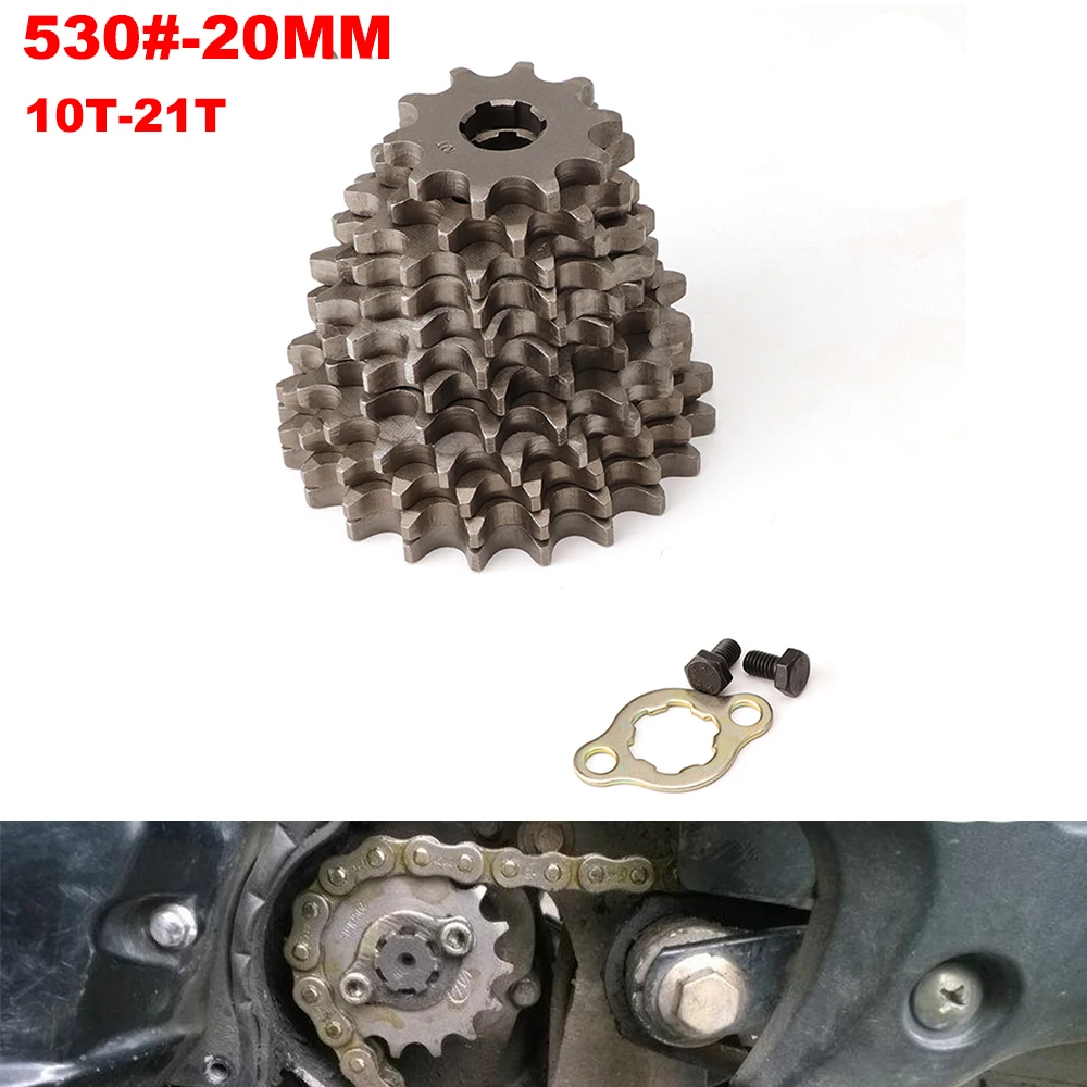 

530# 20MM 10 11 12 13 14 15 16 18 19 20 21T Tooth Front Engine Sprocket Chain for 150 200 250cc ATV Quad Dirt Bike Motorcycle