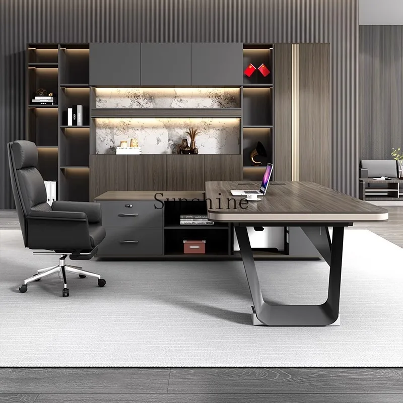 

Light luxury boss, simple and modern, large desk manager office desk and chair combination simple and modern