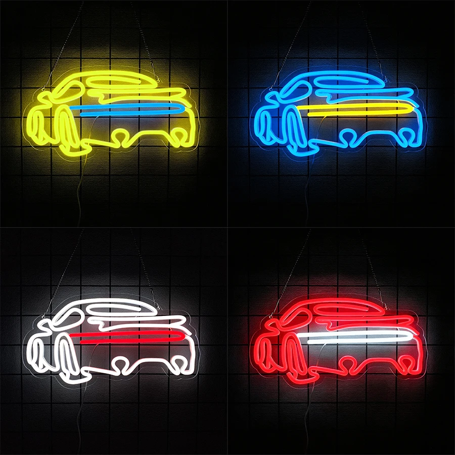 Sports Car Rear Led Neon Sign, Used For Wall Decor, Bedroom, Bar, Youth Room, Club, Game Room Wall Lamp, Boy Birthday Party Gift