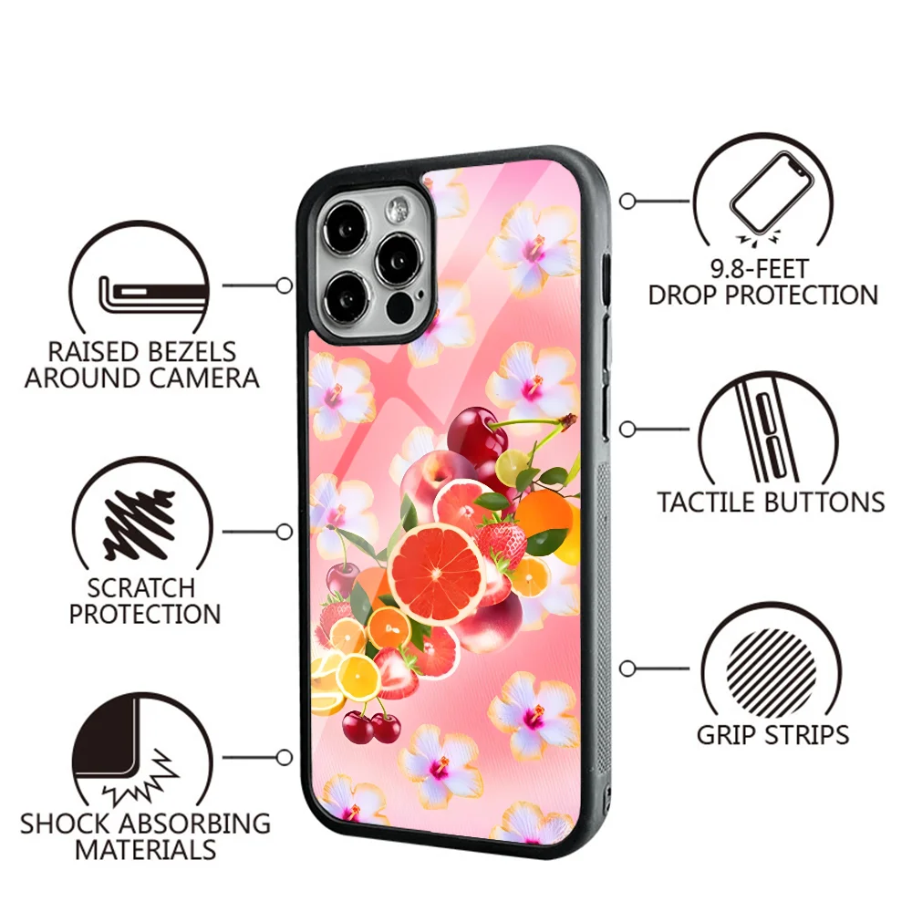 Fruit Salad Phone Case For IPhone 16 16pro 16plus 16promax Pro Plus Max Mirror Acrylic PC TPU Cover