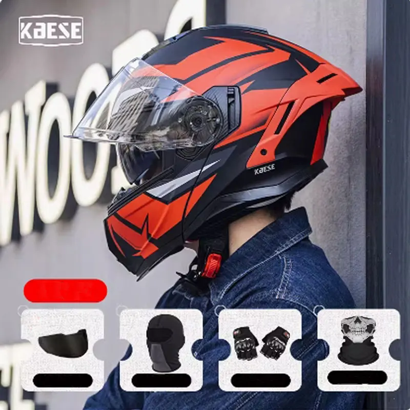 

Dual Lens Flip Up Helmet for Motorcycle Motocross Full Face Helmet with Double Visor DOT Approved Unisex Modular Racing Helmets