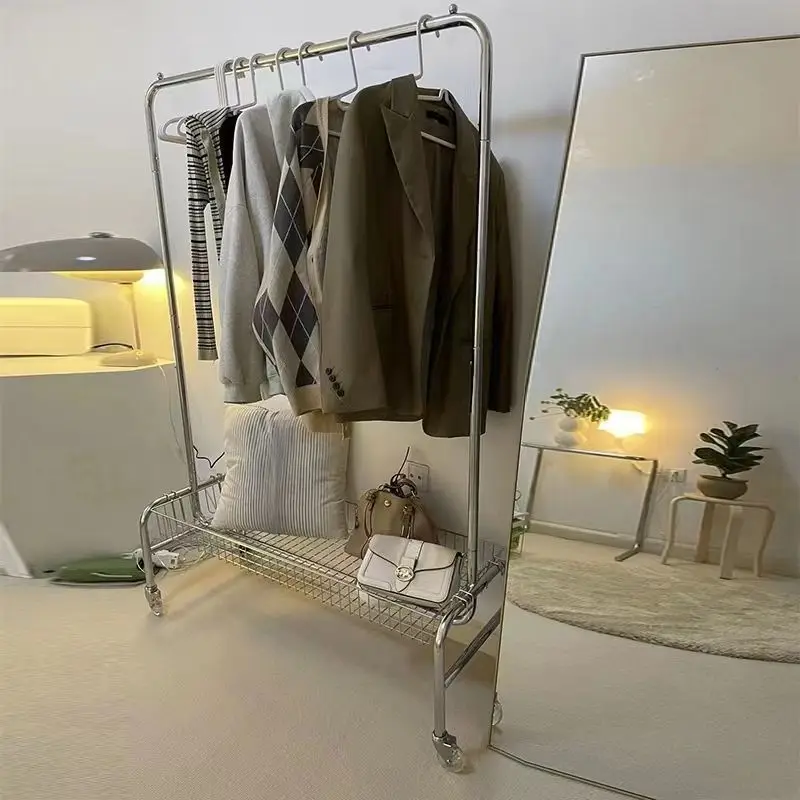 바닥부터 천장까지 닿는 옷걸이, 이동식 다기능 수납 랙, 의류 매장 진열대