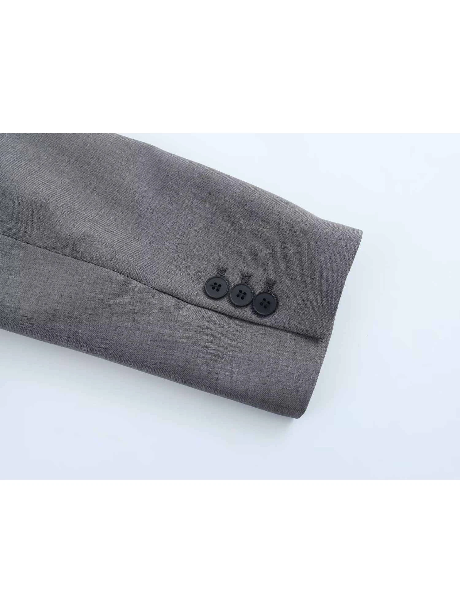 Women Grey Hoodie Patchwork Blazer Coat Fashion Vintage Streetwear Harajuku Loose Long Sleeve Suit Jacket Outerwear Top Clothes