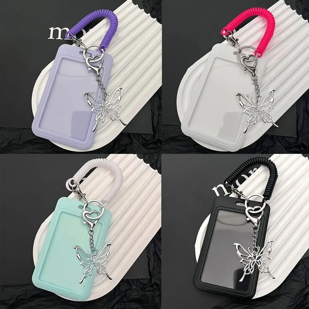 Butterfly Pendant Card Holder Photocard Sleeves Display Case Card Keychain with Retractable Lanyard ID Card Card Holder