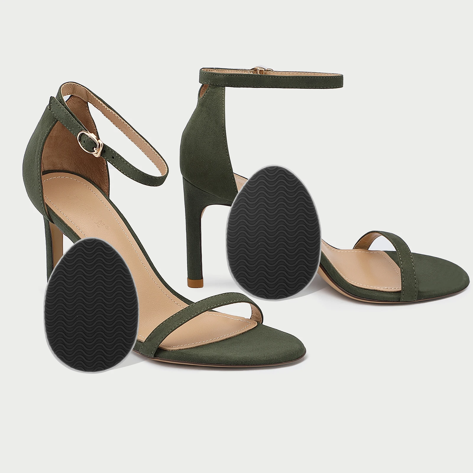 

2 Pairs Non-slip Shoe Pads Khaki Adhesive Protectors Durable High Heel Grips Mute Walking Patches Shoe Sole